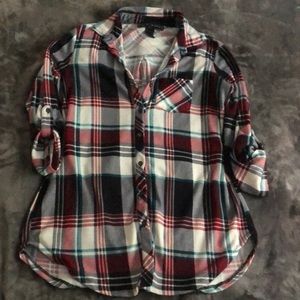 Polly & Ester plaid flannel button down